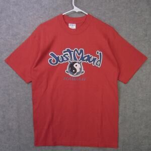 Just Mavd Hawaii Shirt Mens Medium Red Graphic Novelty Tee All Sport Made USA
